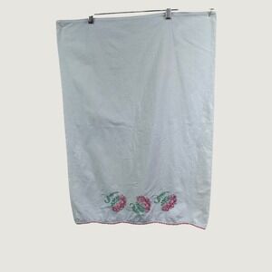 Unbranded Vintage Embroidered Floral Pillowcase White Pink Cottagecore 6015